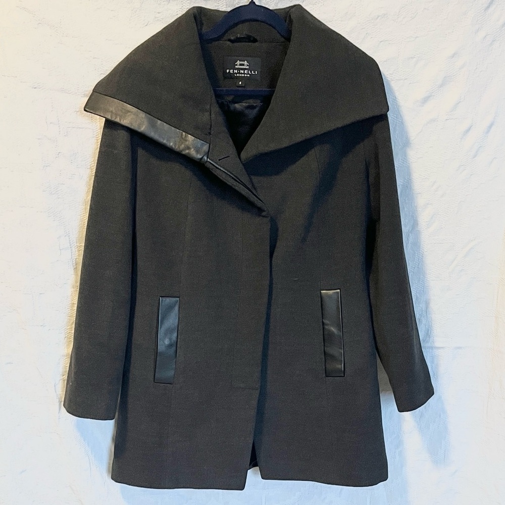 Fennelli London Coat With Oversized Collar, SIze 8